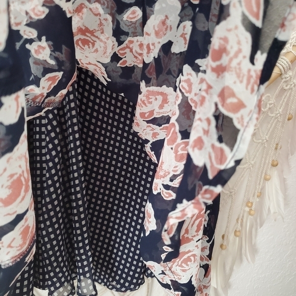 Revolve Greylin Navy and Rose Print Dress M - Picture 5 of 8